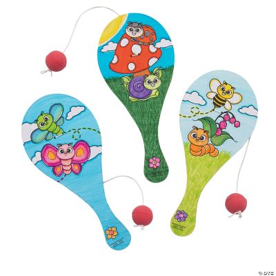 Color Your Own Wood Spring Paddleball Games