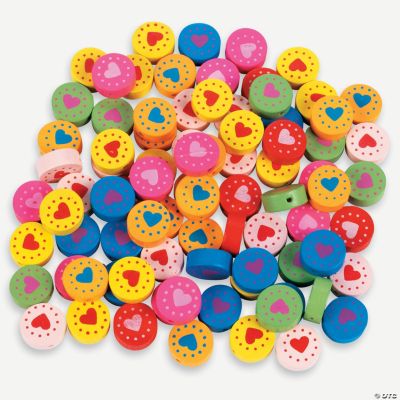 100 Pc. Heart Wood Beads - 1/2"
