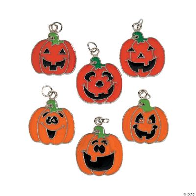 Pumpkin Face Enamel Charms