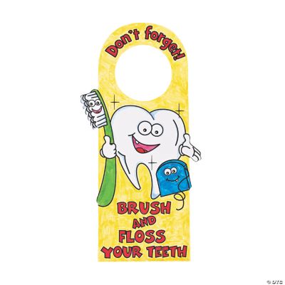 Color Your Own “Brush & Floss Your Teeth” Door Hangers