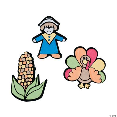 Color Your Own Thanksgiving Fuzzy Magnets