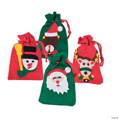 Appliquéd Holiday Drawstring Treat Bags