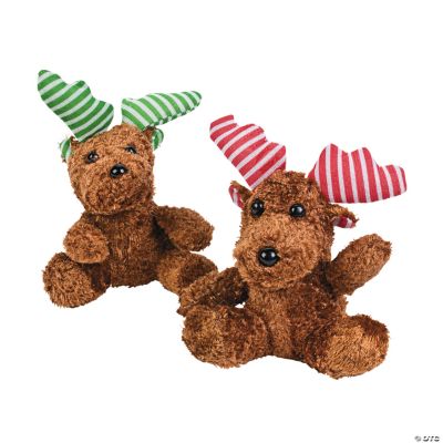Plush Candy Cane Moose Bean Bags