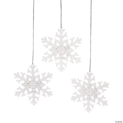 Iridescent Glitter Snowflake Ornaments