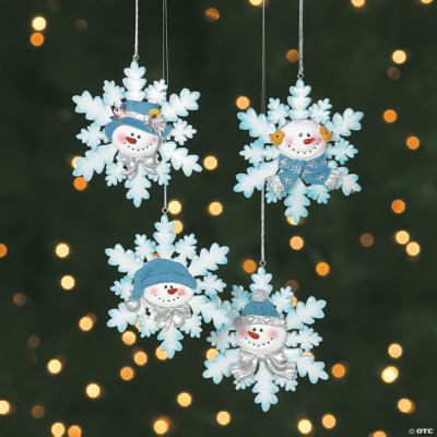 Glitter Snowman Snowflake Ornaments