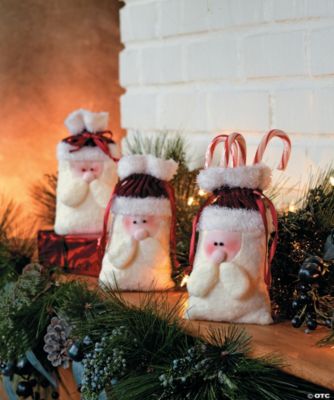 Plush Santa Drawstring Bags