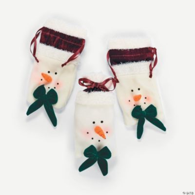 Plush Snowman Head Drawstring Bags