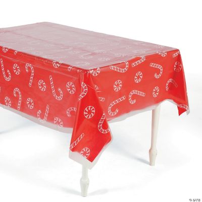 Clear Candy Cane & Peppermint Printed Table Cover
