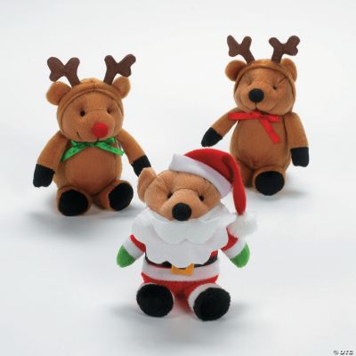 Plush Santa Bear And Nine Reindeer