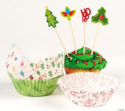 Holiday Baking Cups With Picks
