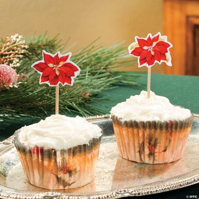 Poinsettia Baking Cups with Picks