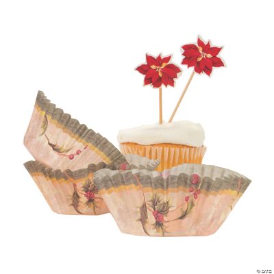 Poinsettia Baking Cups With Picks