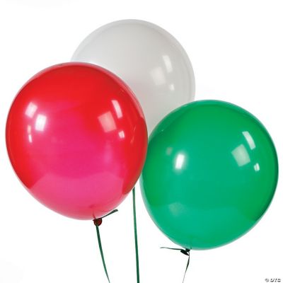 Latex Red, Green & White Balloon Assortment