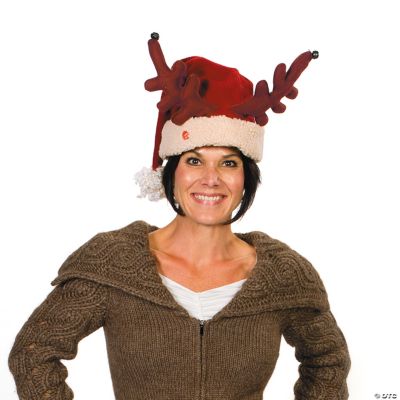 Plush Musical Antler Santa Hat