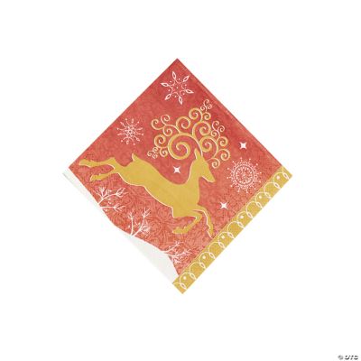 Red & White Reindeer Beverage Napkins