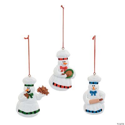 Snowmen Making Cookies Ornaments