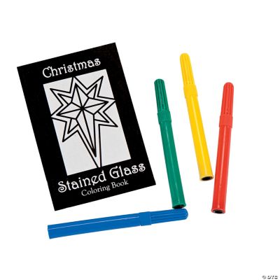 Religious Christmas Stained Glass Coloring Books With Markers