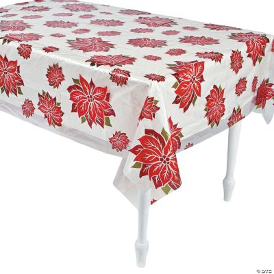 Clear Poinsettia Print Table Cover