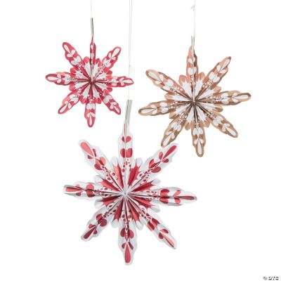 Red & White Snowflake Hanging Fans