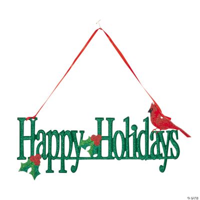 Cardinal & Holly Glitter Door Hanger