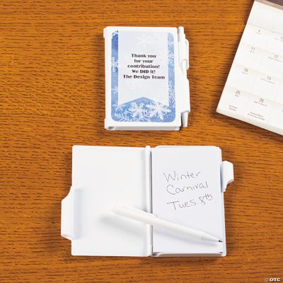 Personalized Blue & White Snowflake Notepad Cases With Pen