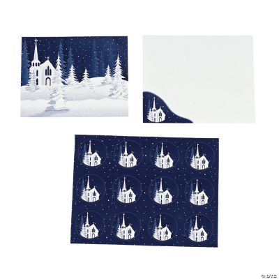 Personalized Snowy Church Scene Cards