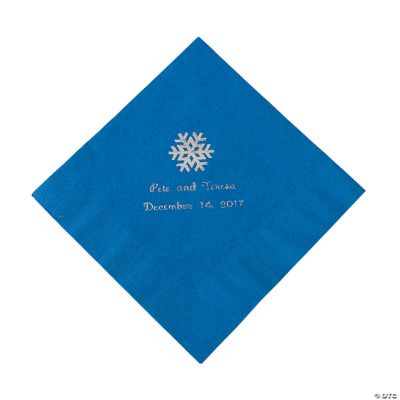 Blue Personalized Snowflake Luncheon Napkins - Silver Print