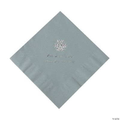 Silver Personalized Snowflake Luncheon Napkins - Silver Print