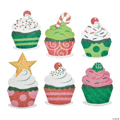 Christmas Cupcake Glitter Cutouts