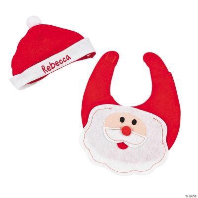 Personalized Santa Baby Bib & Hat Set