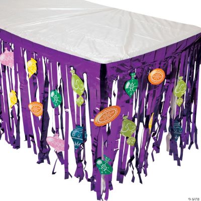 Jeweltone Table Skirt With Ornament Cutouts