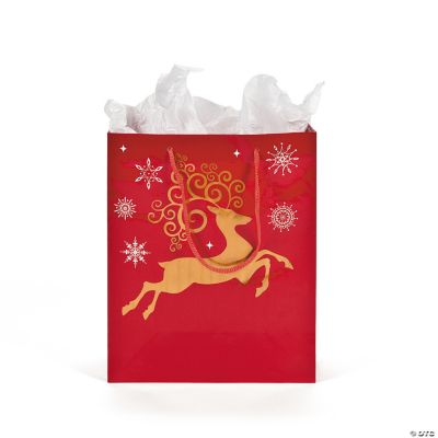 Medium Red & White Reindeer Gift Bags