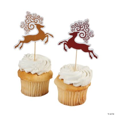 Red & White Reindeer Cupcake Picks