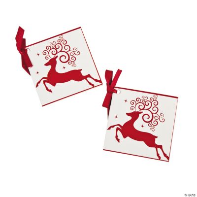 Red & White Reindeer Favor Tags
