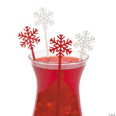 Red & White Snowflake Stir Sticks