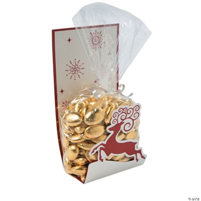 Red & White Reindeer Cellophane Bags