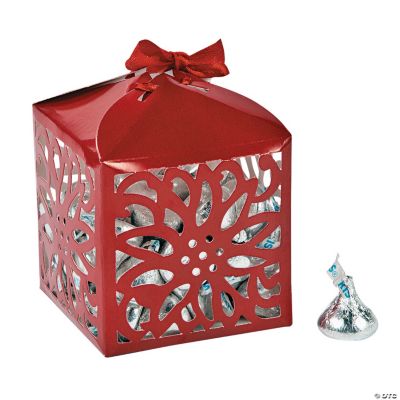 Poinsettia Favor Boxes With Ribbon