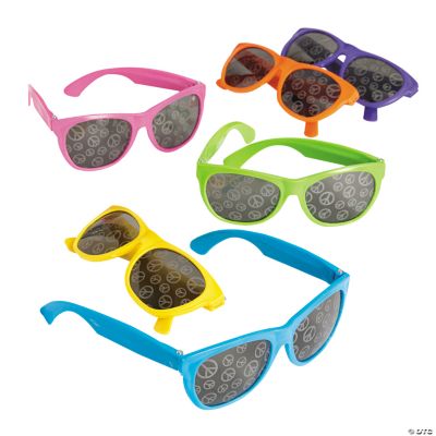 Neon Sunglasses With Peace Sign Mirror Lens