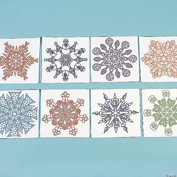 8 Christmas Snowflake Rubbing Plates