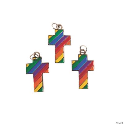 36 Rainbow Cross Enamel Charms