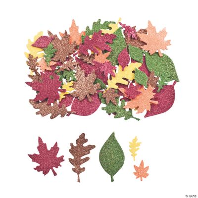 500 Self-Adhesive Foam Glitter Leaf Shapes