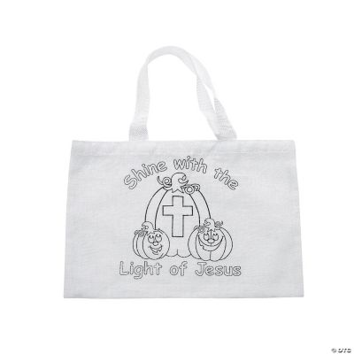 Color Your Own Religious Pumpkin Canvas Tote Bags