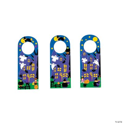 12 Halloween Doorknob Hanger Sticker Scenes