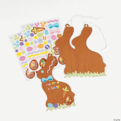 12 Chocolate Easter Bunny Ornament-Shaped Sticker Scenes