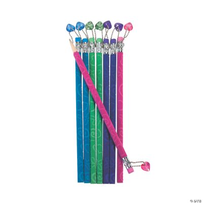 Flocked Pencils With Heart Danglers