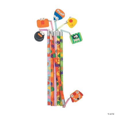 Handprint Pencils With Funny Face Dangling Erasers