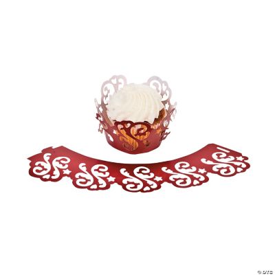 Red On Red Wedding Laser-Cut Cupcake Collars