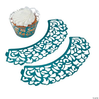 Peacock Wedding Laser-Cut Cupcake Collars