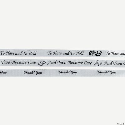 Printed Wedding Ribbons - White
