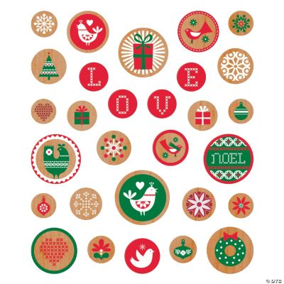 Scandia Jul Chipboard Flocked Stickers